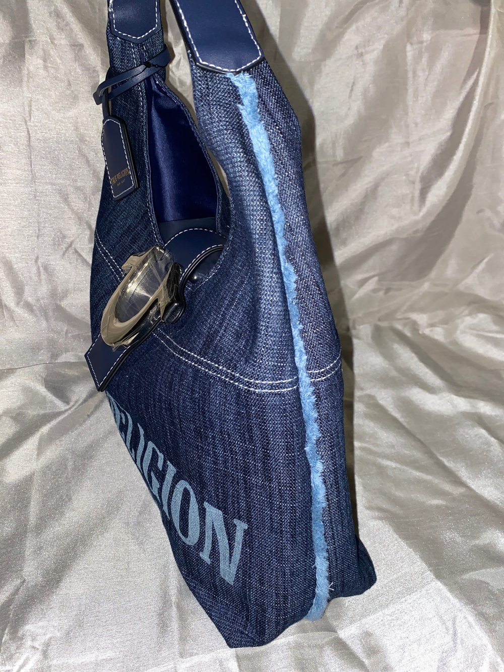 True Religion Dark Denim Logo Hobo Bag - Blue - Picture 3 of 7